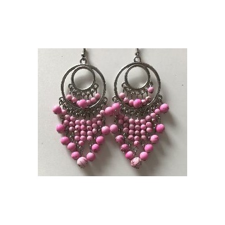 PENDIENTE RACIMO REDONDO COLOR ROSA