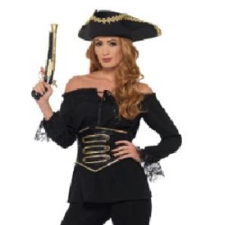 -CAMISA PIRATA DELUXE NEGRA CON CORPIÑO M