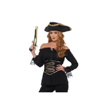 -CAMISA PIRATA DELUXE NEGRA CON CORPIÑO M