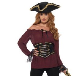 -CAMISA PIRATA DELUXE GRANATE CON CORPIÑO S