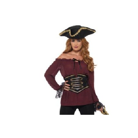 -CAMISA PIRATA DELUXE GRANATE CON CORPIÑO S