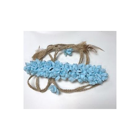 CINTURON CUERDA FLORES AZUL CELESTE