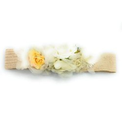CINTURON ELASTICO BEIG FLORES TONOS BLANCOS