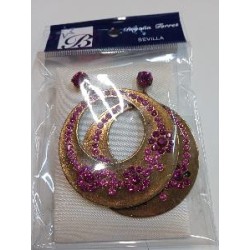 PENDIENTES DE ARO JOYA PIEDRAS FUCSIA