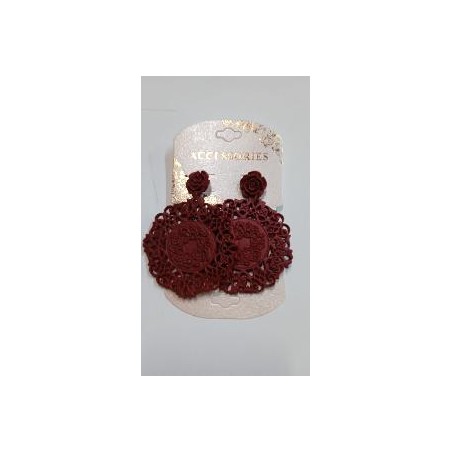 PENDIENTES REDONDOS COLOR GRANATE