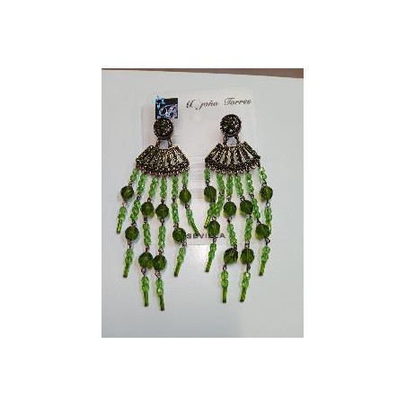 PENDIENTES LARGOS CON PEDRERIA VERDE