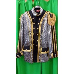 -CHAQUETA ESTAMPADO PLATEADO FONDO NEGRO XL