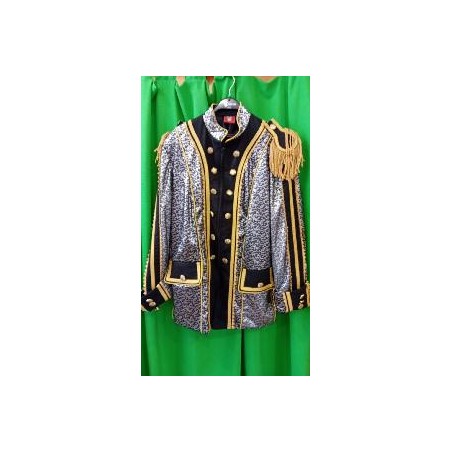 -CHAQUETA ESTAMPADO PLATEADO FONDO NEGRO XL