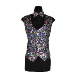 -CHALECO LENTEJUELAS MUJER COLORIDO XL