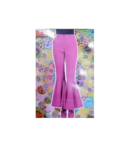 -PANTALON AÑOS 70 ACAMPANADO ROSADO XXS