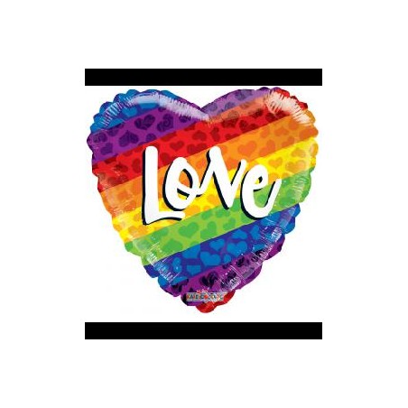 -GLOBO DE FOIL CORAZON 46CM ARCOIRIS