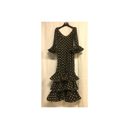 -VESTIDO ROCIO NEGRO CON LUNAR AMARILLO 38