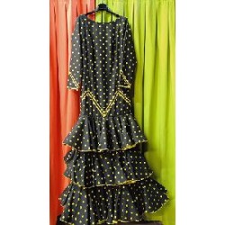 -VESTIDO NEGRO LUNAR AMARILLO 42