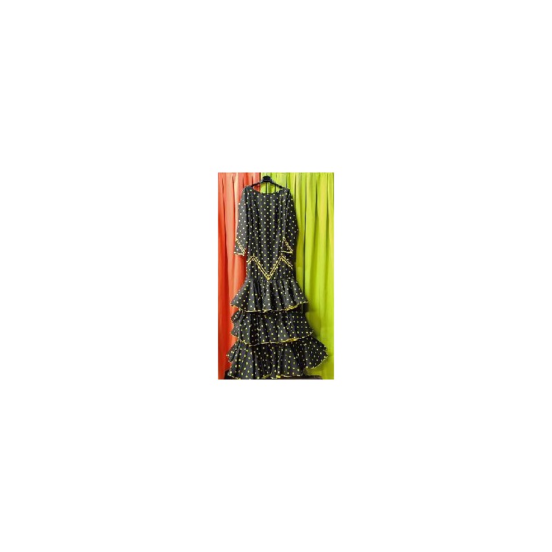 -VESTIDO NEGRO LUNAR AMARILLO 42