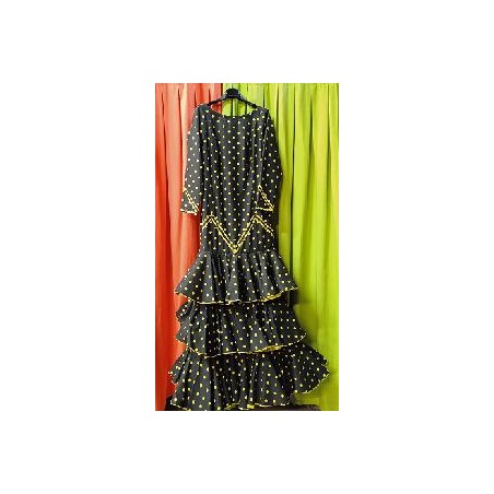 -VESTIDO NEGRO LUNAR AMARILLO 42