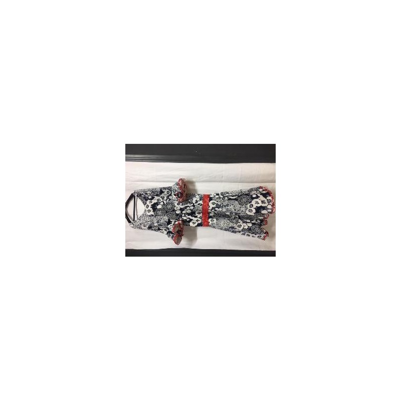 -VESTIDO FLAMENCO ANDALUCIA BLANCO AZUL LICRA 44