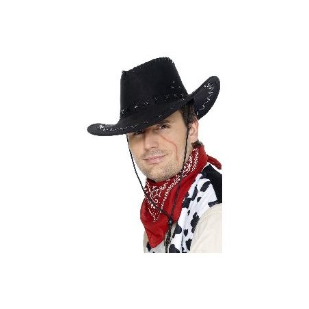 SOMBRERO VAQUERO DE GAMUZA NEGRO