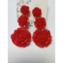 PENDIENTES RESINA FLOR NEGROS