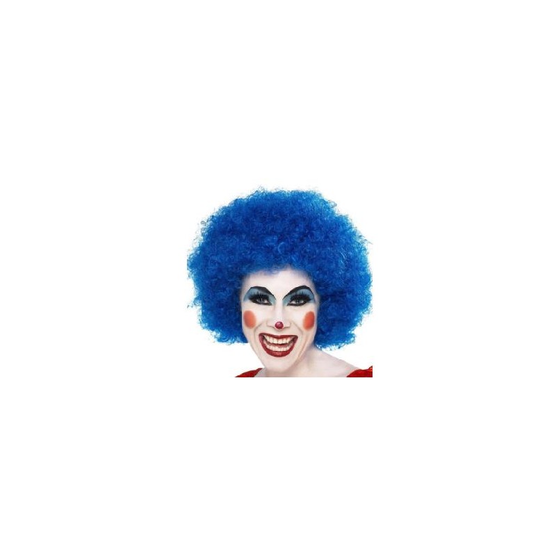 -PELUCA PAYASO AZUL RIZADA
