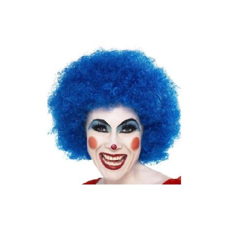 -PELUCA PAYASO AZUL RIZADA