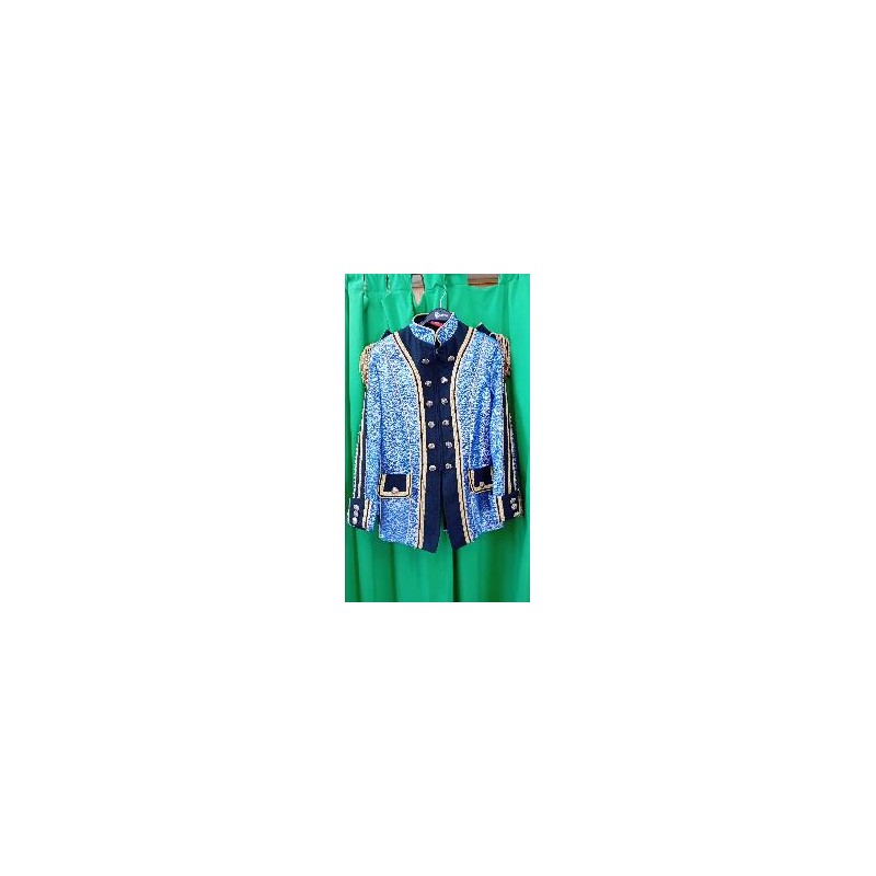 -CHAQUETA ESTAMPADO PLATEADO FONDO AZUL S