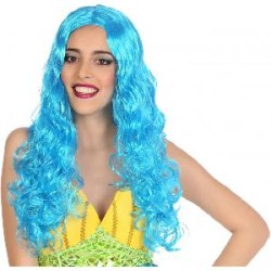 -PELUCA LARGA FANTASIA ONDULADA CELESTE