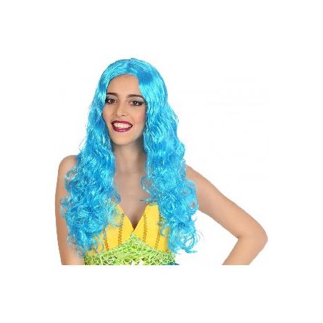 -PELUCA LARGA FANTASIA ONDULADA CELESTE