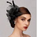 SOMBRERO TOCADO PLUMA NEGRO