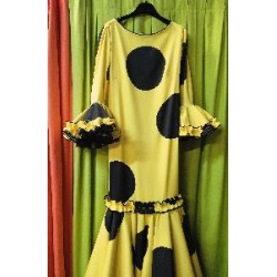 -VESTIDO PASION AMARILLO CON LUNAR GALLETA NEGRO 42