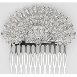 PEINETA METAL  CALADA COLOR PLATA