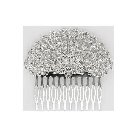 PEINETA METAL  CALADA COLOR PLATA