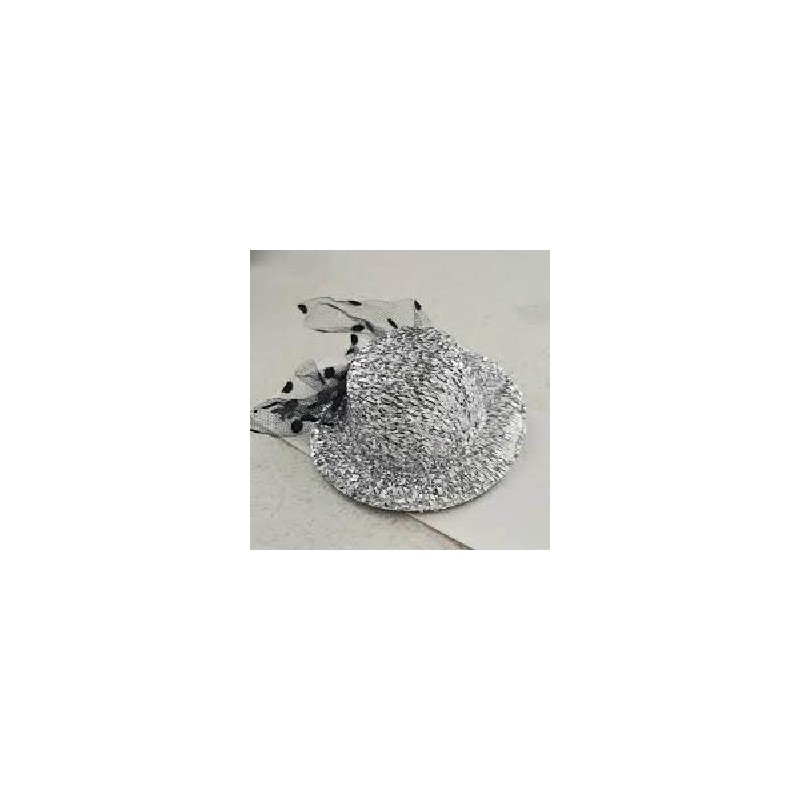 SOMBRERO PLUMA PLATA PINZAS