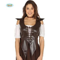 -CORPIÑO CUERO MEDIEVAL MUJER MARRON