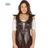 -CORPIÑO CUERO MEDIEVAL MUJER MARRON