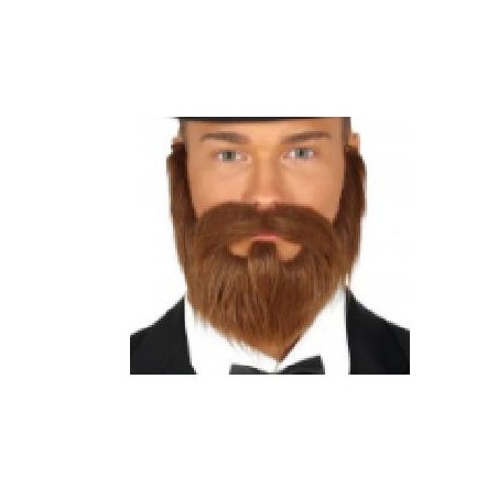 -BARBA Y BIGOTE CASTAÑA CON GOMA