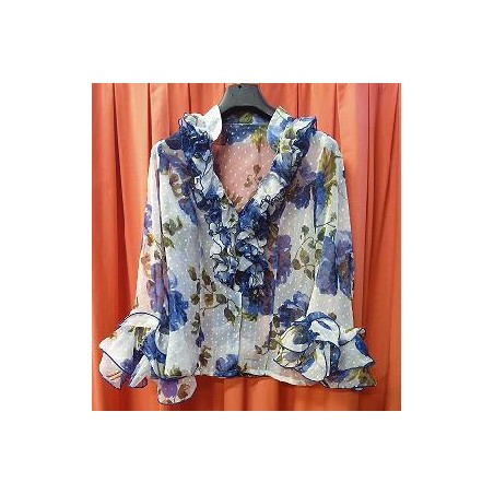 CAMISA MODELO CLAVEL GASA ESTAMPADO AZULONA 44