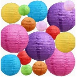 -LAMPARA PAPEL COLORES 35CM