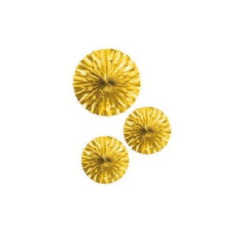 -SET 3 PAI PAI ABANICOS ORO 30-40CM