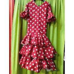 -VESTIDO MALAGA ROJO LUNAR BLANCO 34