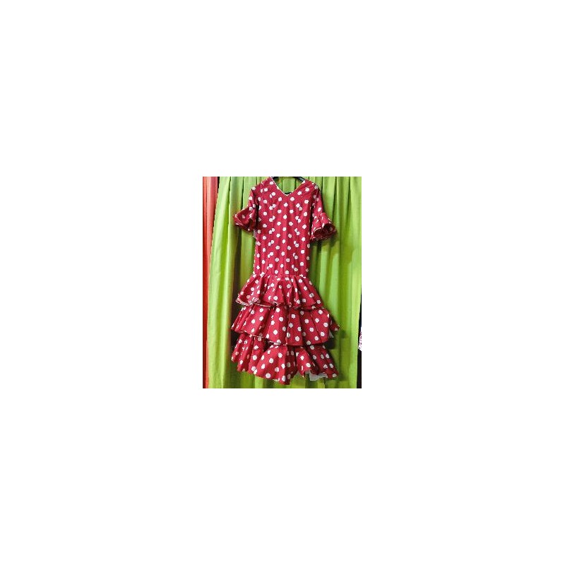 -VESTIDO MALAGA ROJO LUNAR BLANCO 34