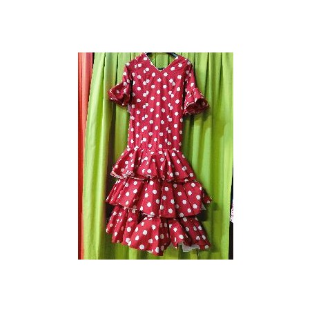 -VESTIDO MALAGA ROJO LUNAR BLANCO 34