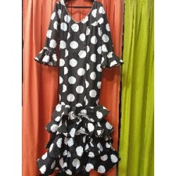 VESTIDO JARDINERA NEGRO LUNAR GALLETA BLANCO 50