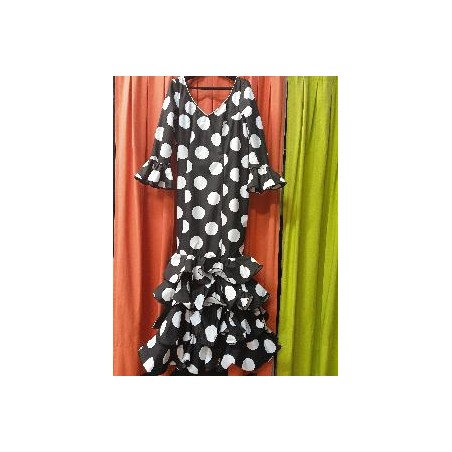 VESTIDO JARDINERA NEGRO LUNAR GALLETA BLANCO 50