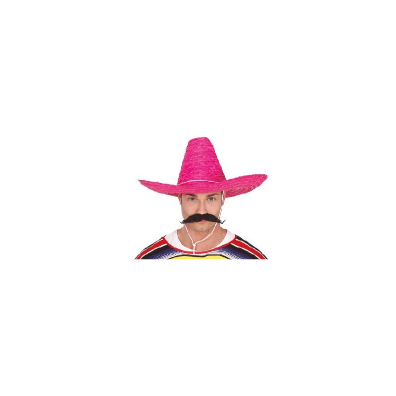 SOMBRERO MEXICANO PAJA 50CM. ROSA