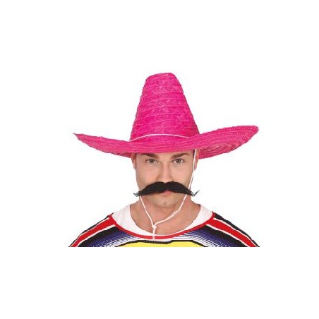 SOMBRERO MEXICANO PAJA 50CM. ROSA