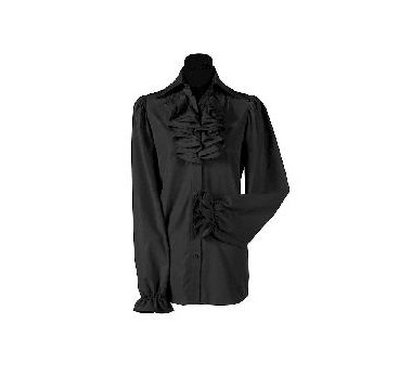 -CAMISA MUJER CON CHORRERA NEGRA S