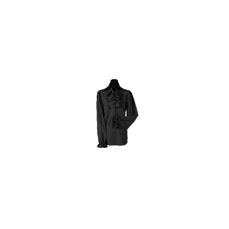-CAMISA MUJER CON CHORRERA NEGRA S