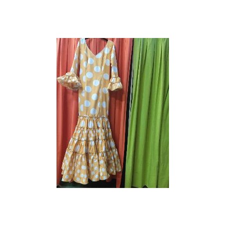 -VESTIDO ALMERIA MOSTAZA LUNAR GALLETA BLANCO 42
