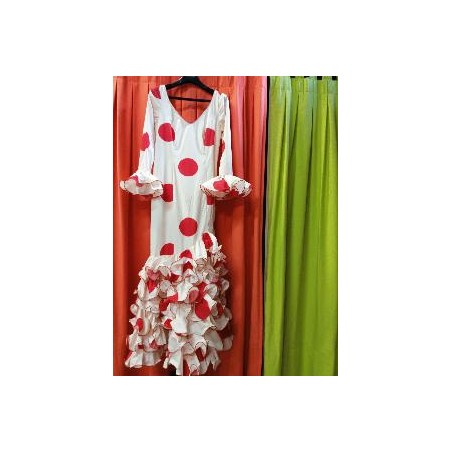 -VESTIDO PATIOS BEIG LUNAR GALLETA ROJO 42