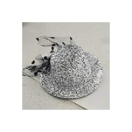 SOMBRERO PLUMA PLATA PINZAS